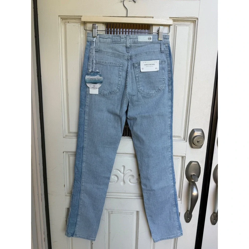 AG Adriano Goldschmied Isabelle Side Panel Striped High Rise Straight‎ Size 25